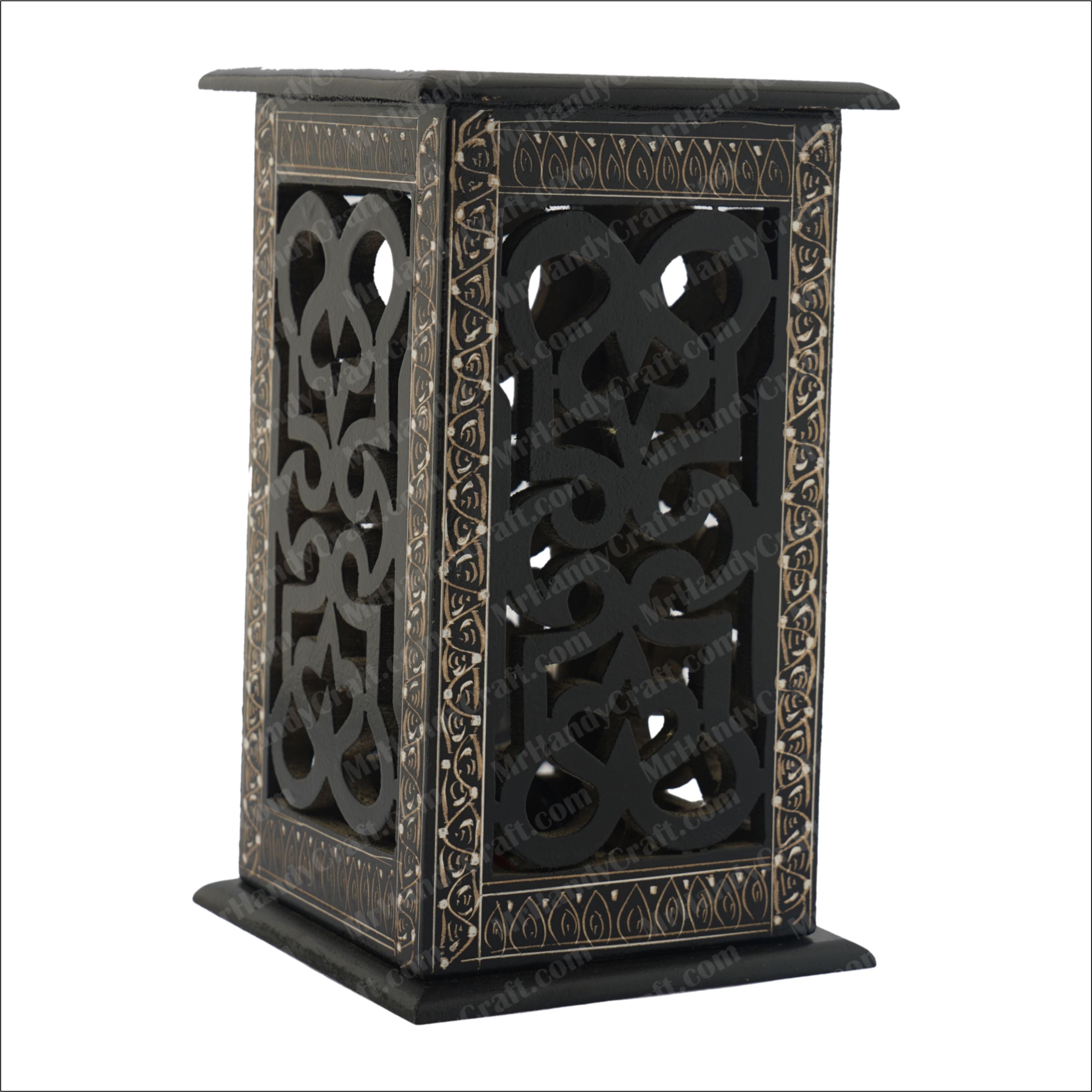 Wooden Side Table Lamp Naqshi