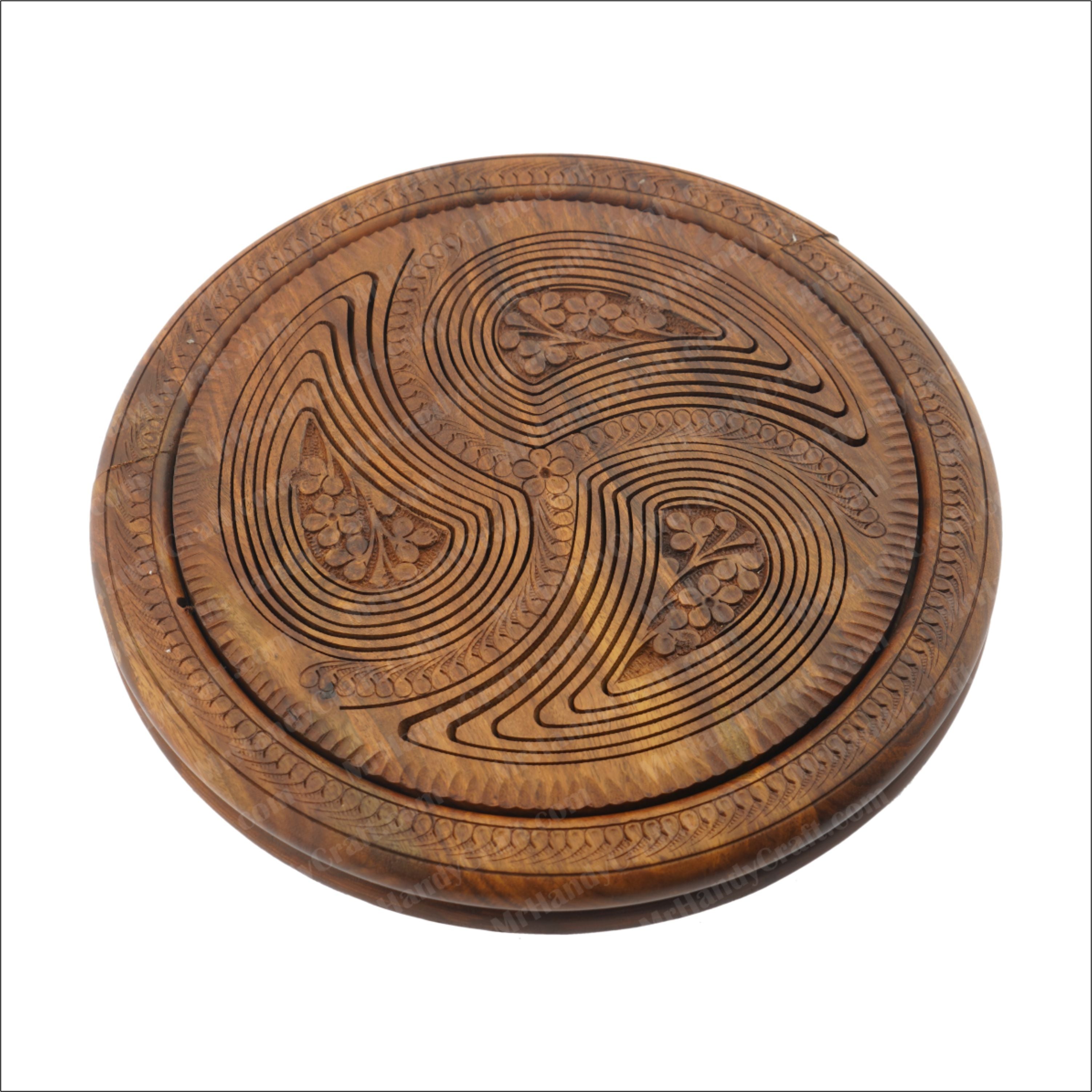 Wooden Basket Round shaped with 3 Pockets