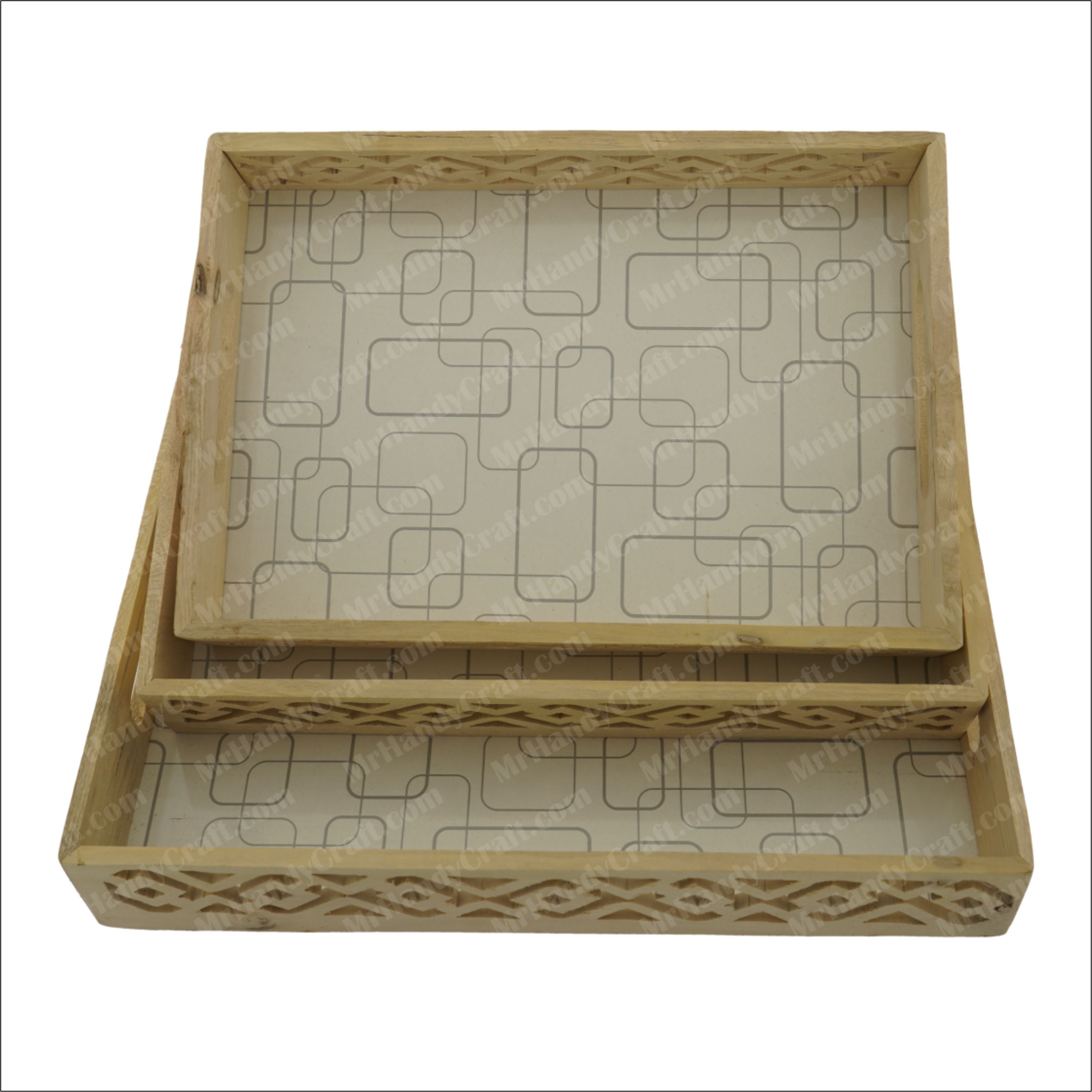 Lasani Tray Set White 3 Pcs