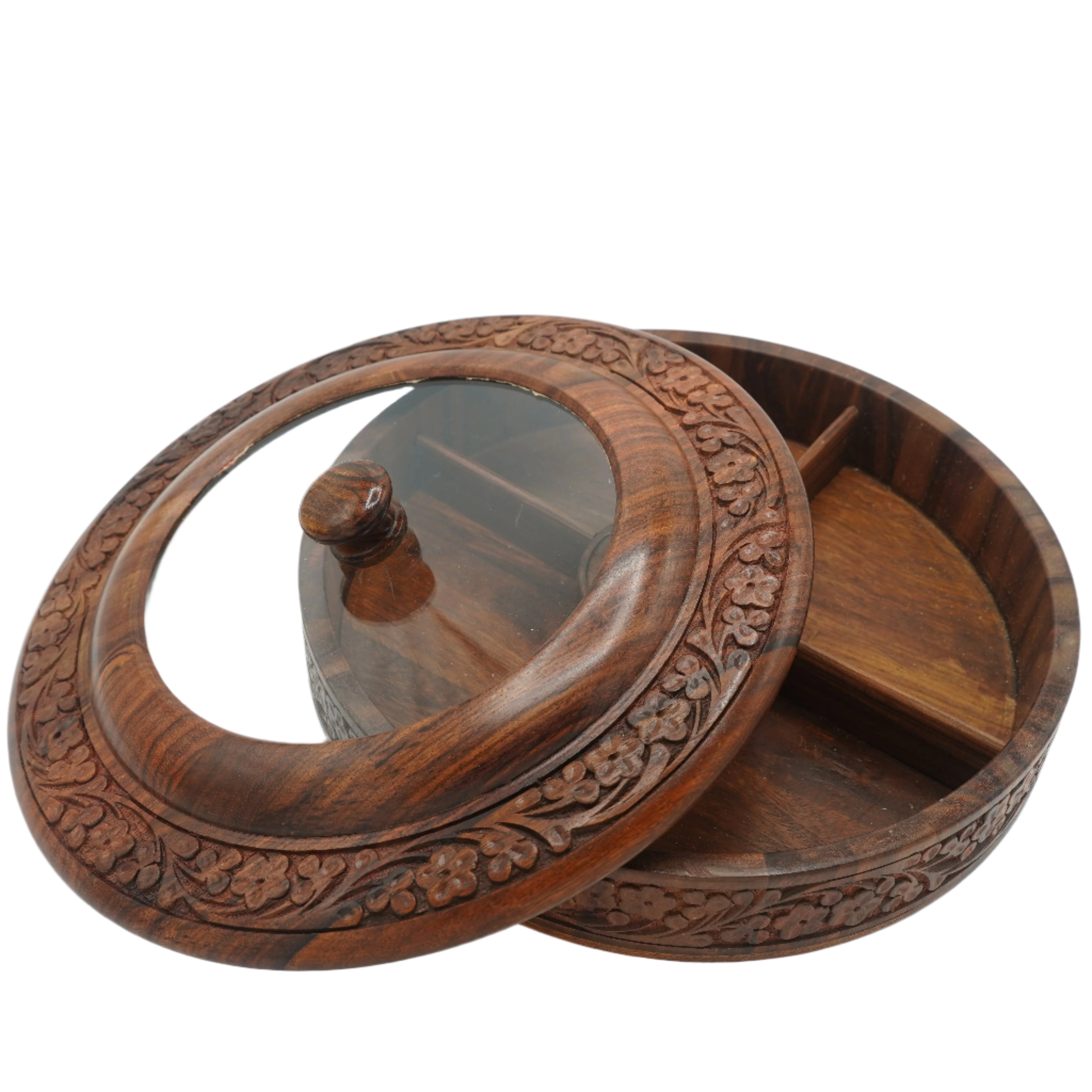 Covered Dry Fruit Bowl - Sheesham Wood
