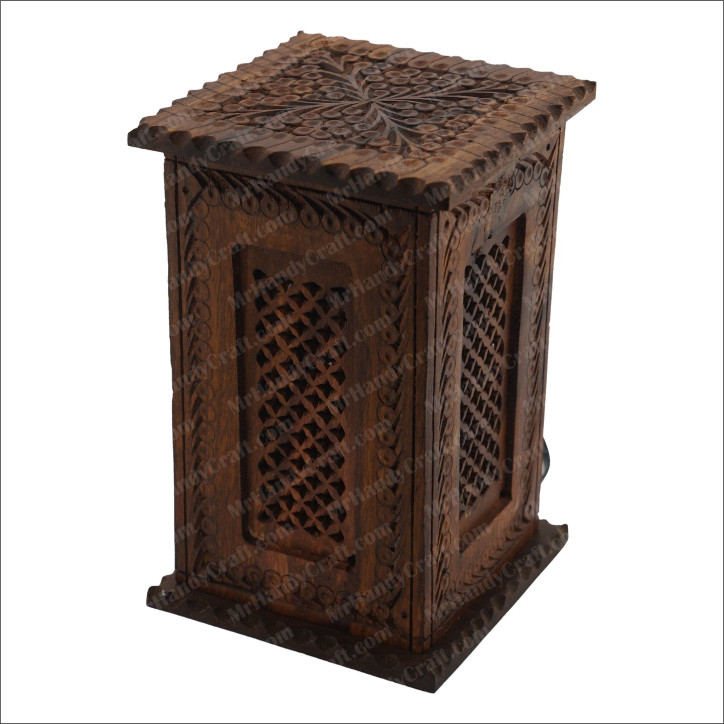 Wooden Side Table Lamp Carving
