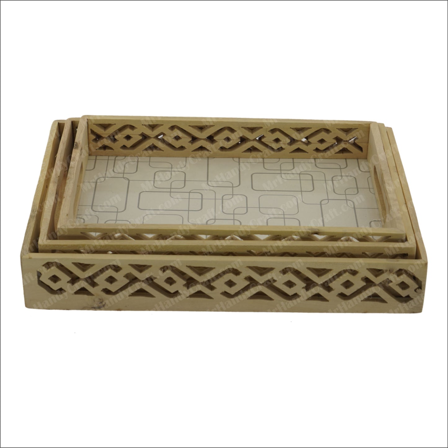 Lasani Tray Set White 3 Pcs
