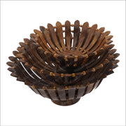 Wooden Basket Bearing 3 Pcs Set