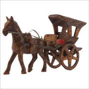 Hand Carved Wooden Horse Cart