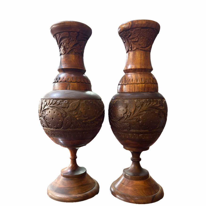 Flower Vase Carving 18 inch [Pair]