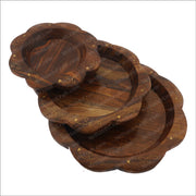 Handmade Wooden Brass Tray Round