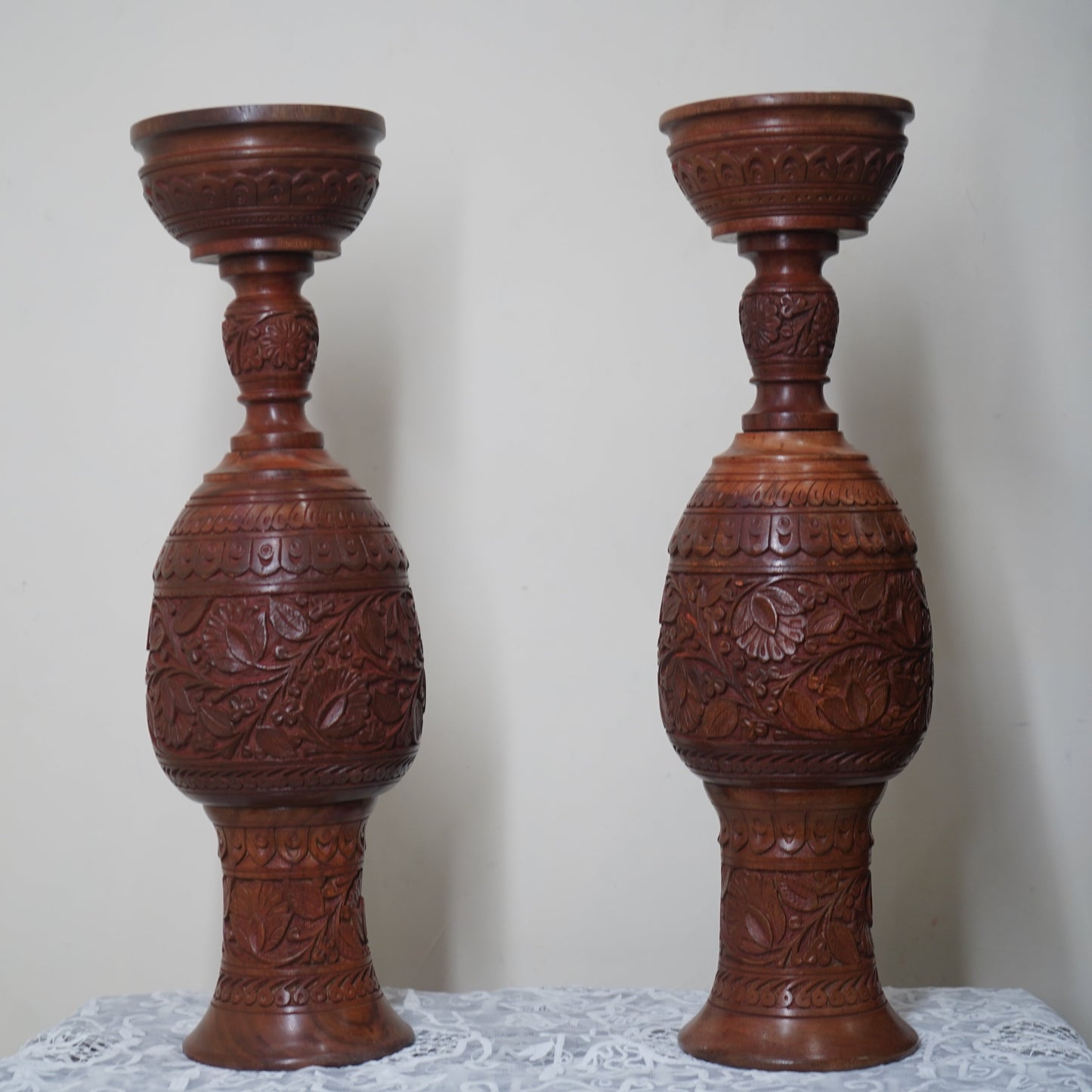Royal Flower Vase Pair - Carving