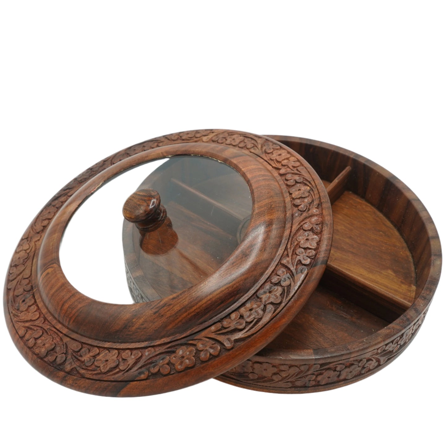 Covered Dry Fruit Bowl - Sheesham Wood