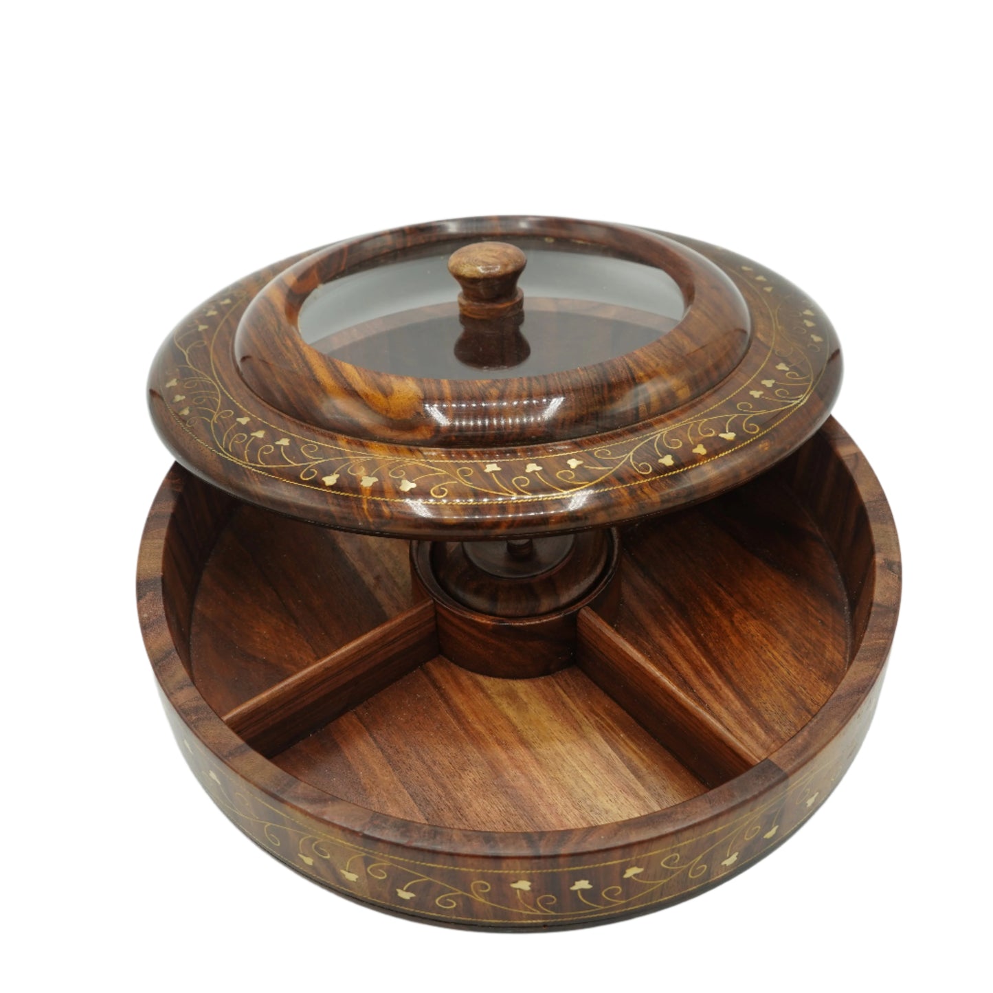 Covered Dry Fruit Bowl - Sheesham Wood