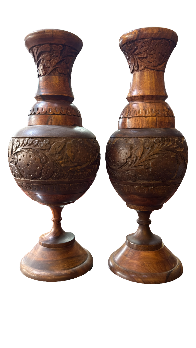 Flower Vase Carving 18 inch [Pair]