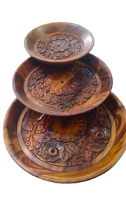 Handmade Wooden Carving Tray Round